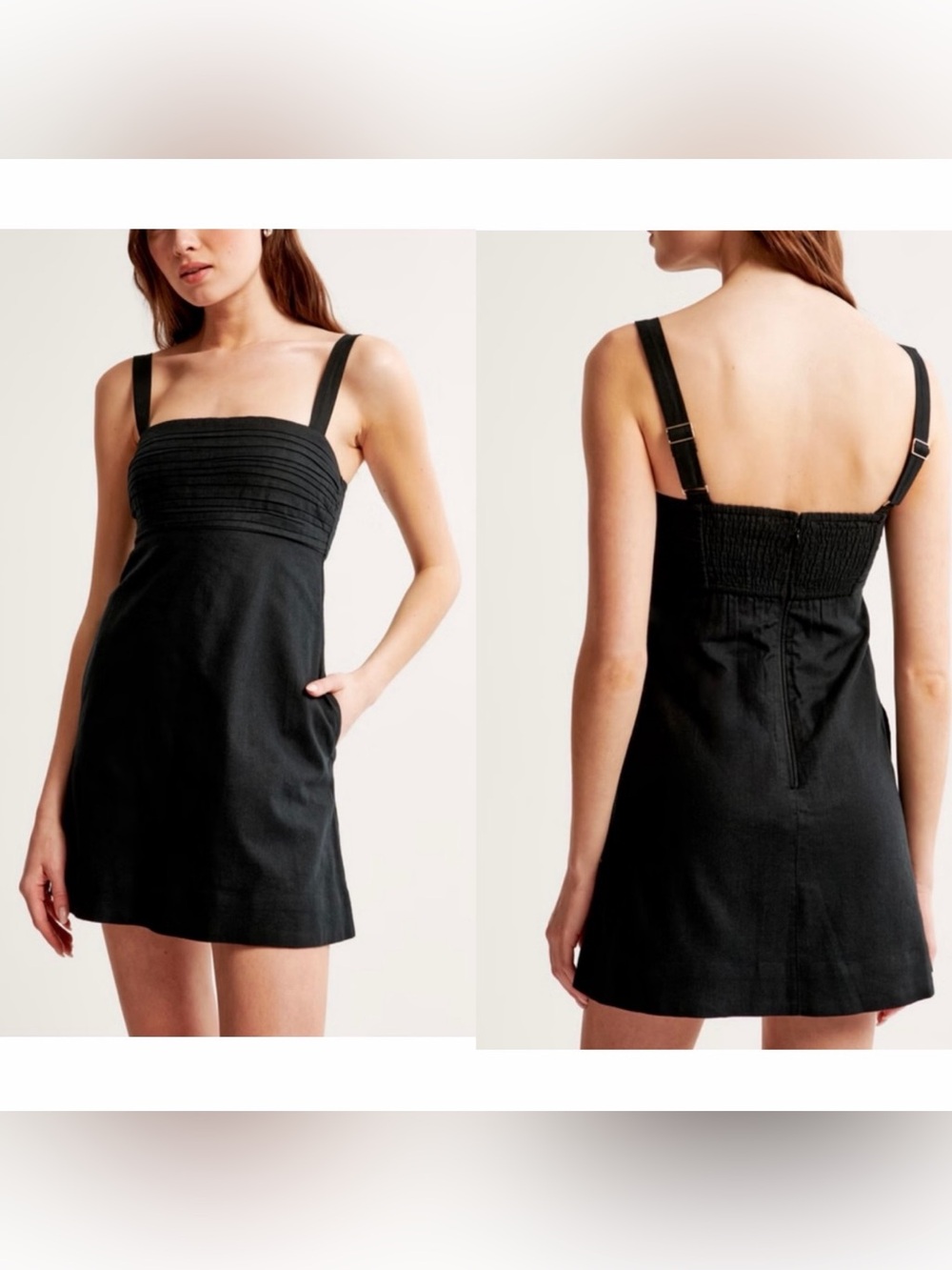 Abercrombie & Fitch Black Pleated Bust Mini Dress